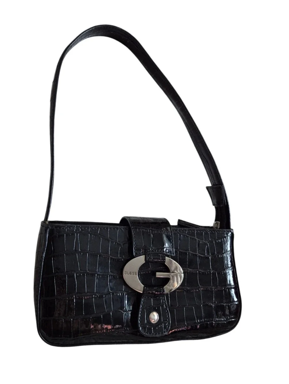 Guess Black Crocodile Embossed Small Bag - Picture 11 of 12